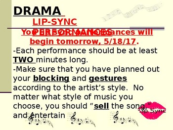 Preview of Lip Sync Project - Drama (PPT presentation / for use with guided notes activity)