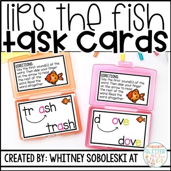 Preview of Lips the Fish Decoding Strategy Task Cards - Decoding Strategies - Onset & Rime
