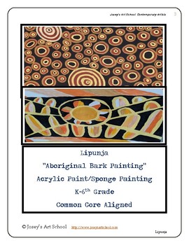 Preview of Lipunja Aboriginal Art lesson K 6th Grade ELA Painting Common Core