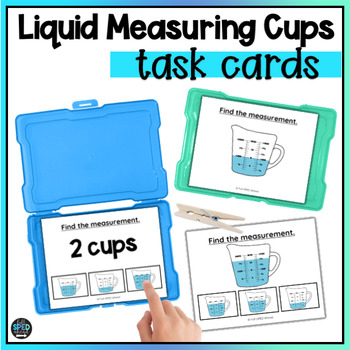 Preview of Liquid Measuring Cups Math Fractions Cooking Task Cards for Special Education