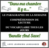 French Reading, Writing, Vocabulary BUNDLE - Dans ma chamb