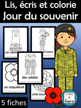 Preview of Lis, écris et colorie - Jour du souvenir (French Remembrance Day Activity) 