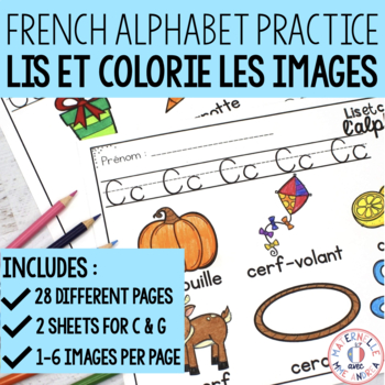 Preview of FRENCH Alphabet Read and Colour - lis et colorie l'alphabet en français