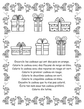 Noël:Lis et dessine - Following directions in FRENCH by Miss Butterfly