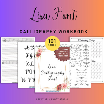 Preview of Lisa Font Calligraphy Workbook - Calligraphy Instructions - Practice Sheets