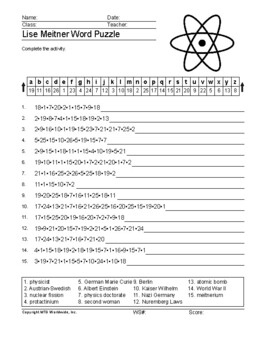 Lise Meitner Word Search Worksheet and Vocabulary Puzzle Activities