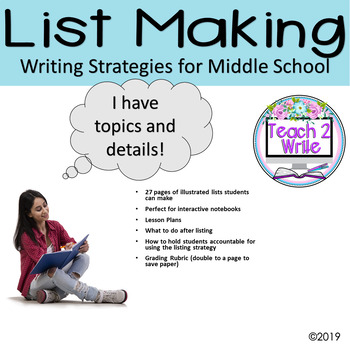 Preview of 27 Lists for Middle School Writers