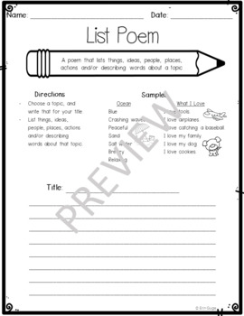 Poetry: 3 Kinds of List Poems | Distance Learning by Erin Guge | TpT