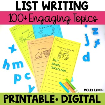 Preview of Writing Center List Writing | Writer's Workshop Writing Lists for K-2nd Grade