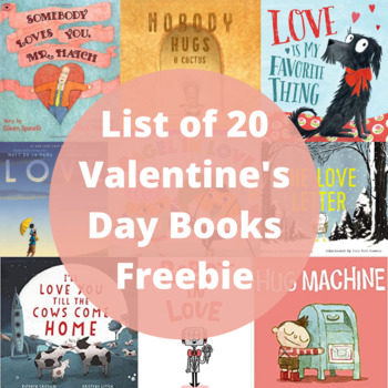 Preview of List of 20 Valentine's Day Books