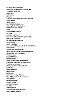Preview of List of 51 Social Studies Websites