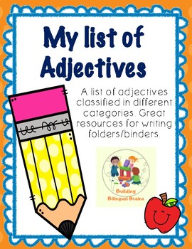 Preview of List of Adjectives