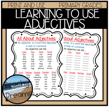 Preview of List of Adjectives Poster And Activities for Journals  
