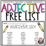 List of Adjectives FREEBIE