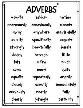 list of adverbs for kids