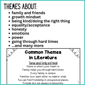 themes list common literature teacherspayteachers