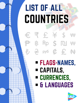 Preview of List of Countries - Flags, Capitals, Currencies, & Languages