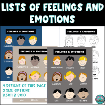 List of Feelings and Emotions by The Elementary School Counselor