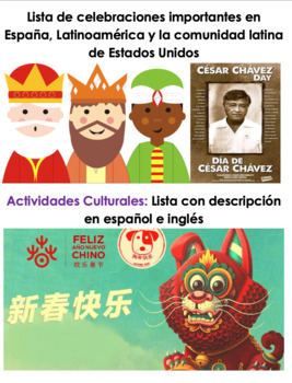 Preview of List of Holidays of the Spanish Speaking World | Calendario de días festivos