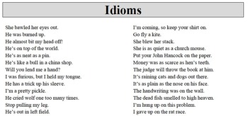 idioms list for kids