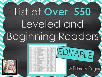 Preview of *EDITABLE* List of Leveled Books for Early and Beginning Readers