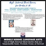 List of Middle School Appropriate Short Stories to Reinfor