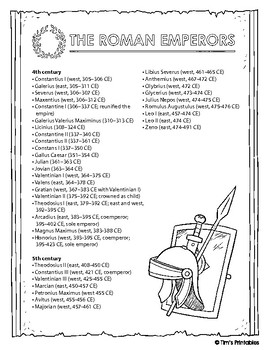 List of Roman Emperors PDF by Tim's Printables | TpT
