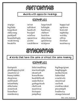 Synonyms and Antonyms, List and Examples Full Details