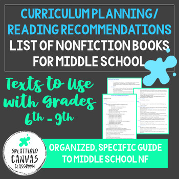 Preview of List of Texts for Middle School - Nonfiction Books