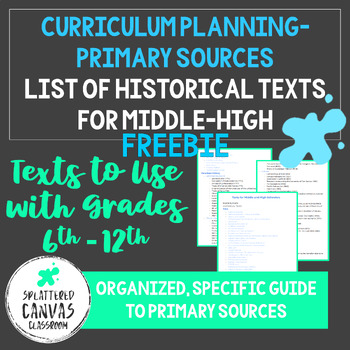 Preview of List of Texts for Middle and High School - Historical Texts