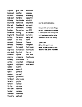 Preview of List of equal syllabe words