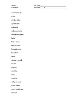 Preview of Lista de verbos: Actividades!
