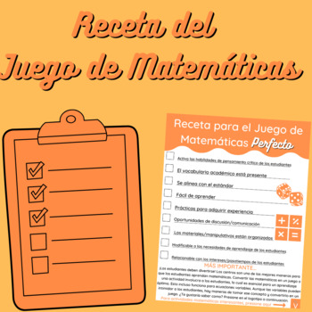 Preview of Lista de verificación del Juego de Matemáticas | 5to, 6to, 7to Grado