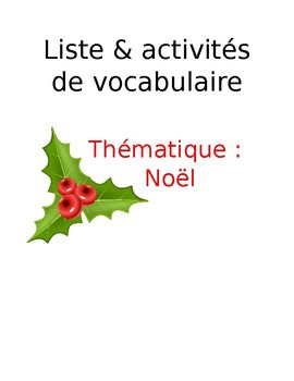 Preview of Liste de vocabulaire et activités - Noël