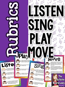 Preview of Listen, Play, Sing Performance Rubric Posters for Music Class