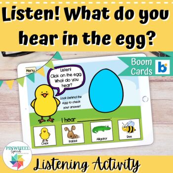 Preview of What Do You Hear in the Egg Boom Cards Speech Therapy Spring Easter Activity