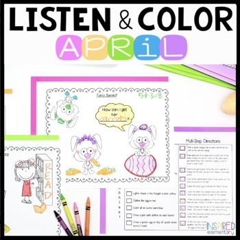 Preview of Listen and Color April | Following Directions Activities | Listening Skills