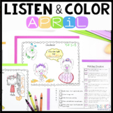 Listen and Color April | Following Directions Activities |