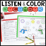 Listen and Color December | Following Directions Activitie