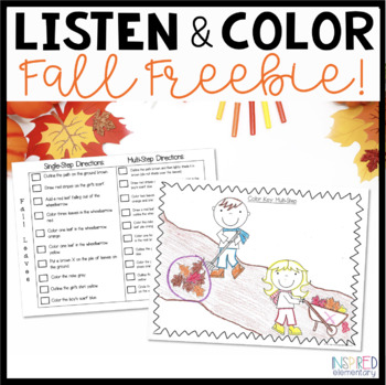 Preview of Listening Comprehension | Following Directions Activity | Listen & Color Freebie