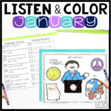 Listen and Color January | Following Directions Activities