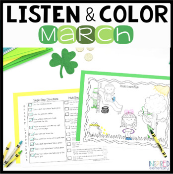 Preview of Listen and Color March | Following Directions Activities | Listening Skills