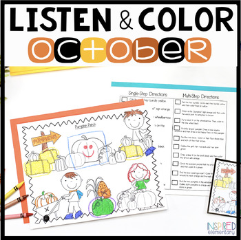 Preview of Listen and Color October | Following Directions Activities | Listening Skills