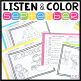 Listen and Color September | Following Directions Activiti