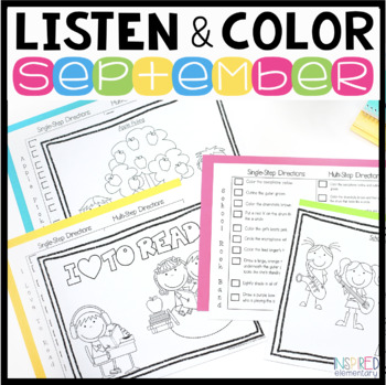 Preview of Listen and Color September | Following Directions Activities | Listening Skills