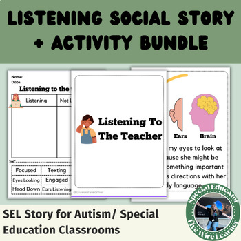 Preview of Listening to the Teacher Social Story & Activities⎮ Social Emotional Learning