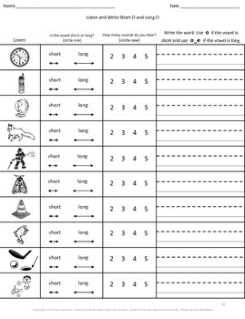 worksheets pdf 4 phonics grade Patterns Book Listen Long Phonics Write & Short and Vowel