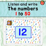 Listen and write numbers 1 to 50 Boom cards