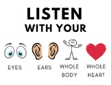 Listen with Your Eyes, Ears, Body, Heart Posters