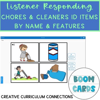 Preview of Listener Responding Identifying Cleaning & Chores Images In a Field of 4